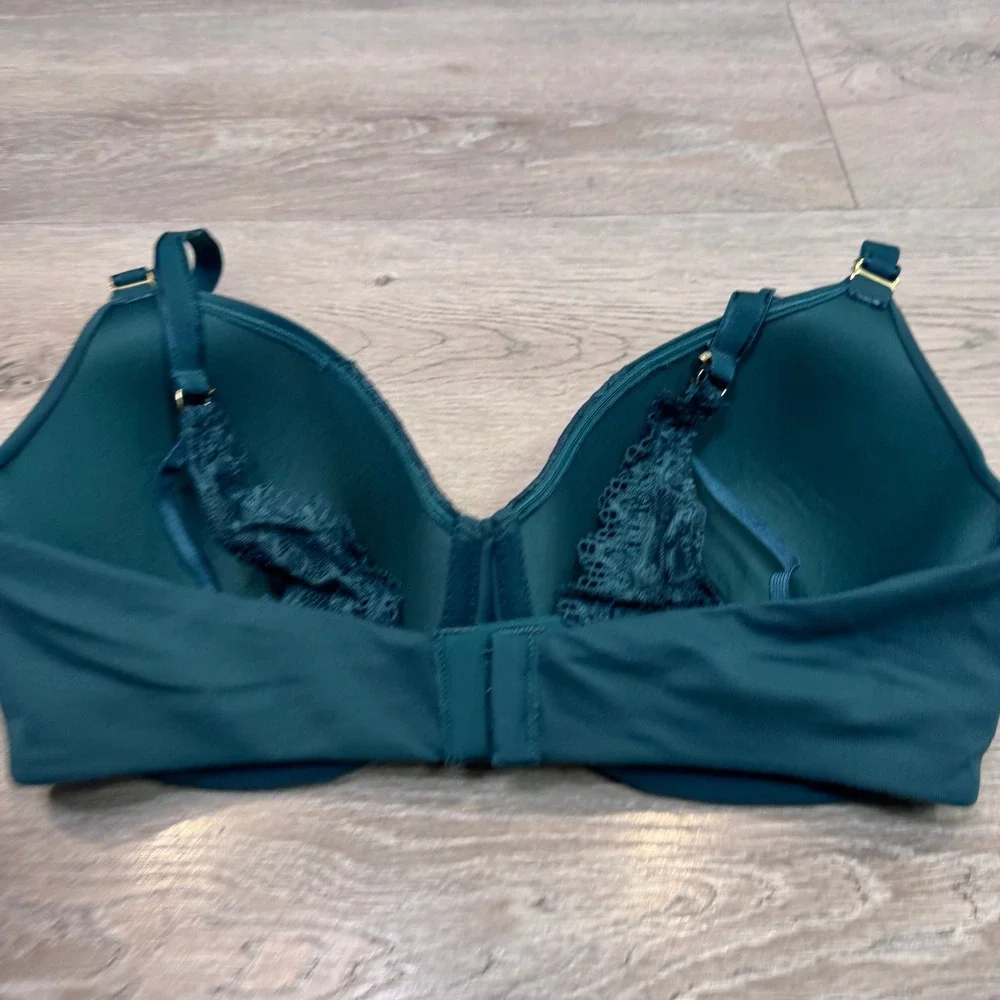 Soma Embraceable Perfect Coverage Underwire Bra Dark Teal Green Lace 36DD